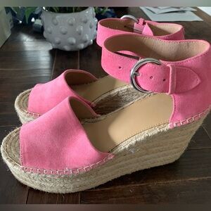 Marc Fisher Hot Pink Suede Espadrille Wedges 9.5M